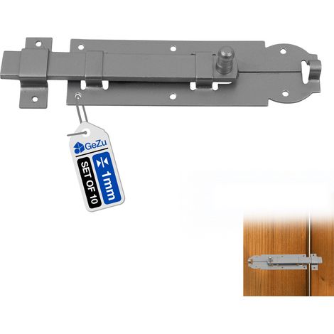 Lot de 10 Verrous de box 120 x 35 mm – galvanoplastie – Targettes de porte blindée avec pêne coulissant – Loquets robustes pour fermeture sécurisée – Verrou baionnette – GeZu Impex (1/5)