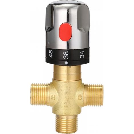 Robinet mitigeur thermostatique en laiton argenté durable avec contrôle de la température, accessoires de salle de bain (1/5)