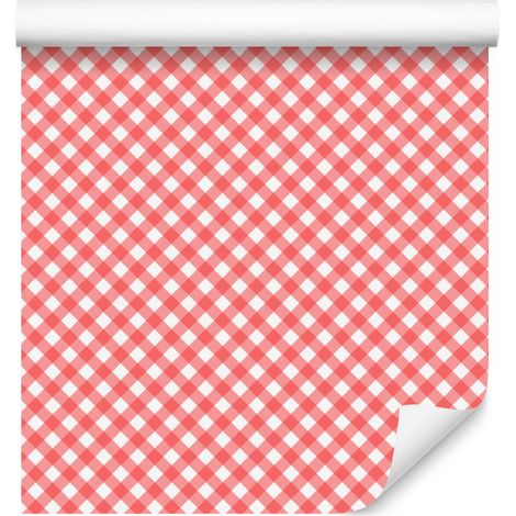 Carta da parati con motivo a reticolo color corallo, centrotavola color corallo per soggiorno e camera da letto, 50x1000 cm (1/5)