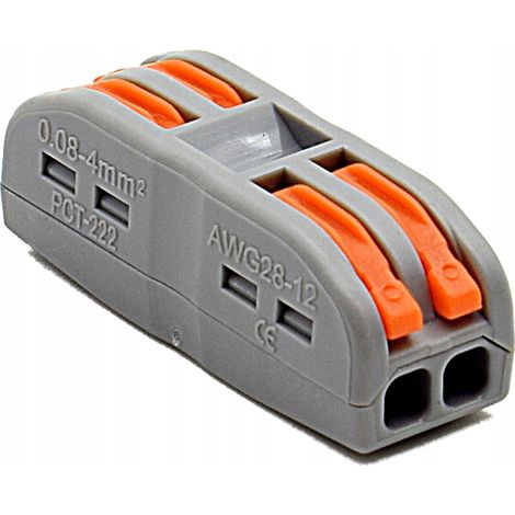 Conector r谩pido el茅ctrico para cables y alambres pasantes, 2 x 0,08-4 mm虏.
