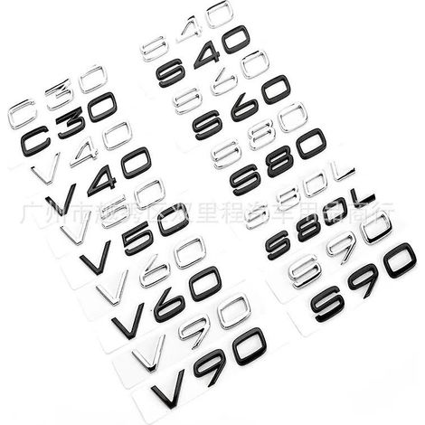 Schwarze 3D-Buchstaben für die Heckklappe, kompatibel mit Volvo C30 V40 V50 V60 V90 S40 S60 S80 S90 XC40 XC60 XC90, Emblem, Logo, Markenaccessoires, Chrom V50 (1/5)