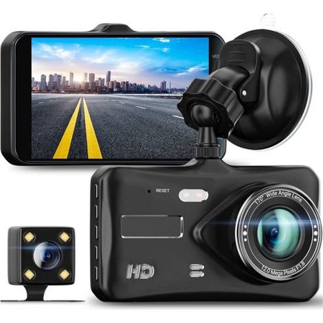 Cámara de salpicadero，Cámara doble para coche，1080P，pantalla IPS 2.5D de 4 pulgadas，Full HD，Lente gran angular de 170°，cámara de coche Full HD (1/5)