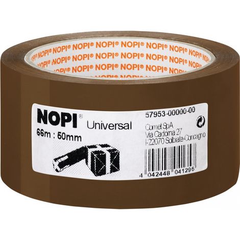 NOPI Nastro Adesivo per Pacchi, Per imballaggi e sigillature, Resistente all'invecchiamento e allo strappo, Extra forte e privo di solventi, Colore: Transparente, 66 m x 50 mm (1/3)