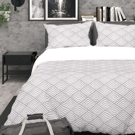 Parure Housse de Couette 3D Microfibre 240x220 cm Gris (1/2)