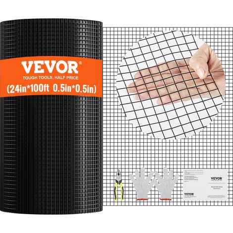 VEVOR Rollo de malla de alambre galvanizado 610x30480 mm Malla de alambre para pollos calibre 19 malla metálica recubierta de vinilo para cercas de gallineros, cercas de conejos, corrales para aves