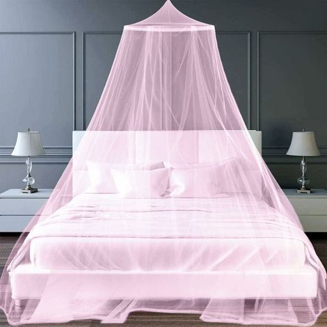 Moustiquaire de Lit, Ciel De Lit Fille Adulte Tulle Rose,Lit Simple Moustiquaire Pliable Ciel de lit Bebe (1/5)
