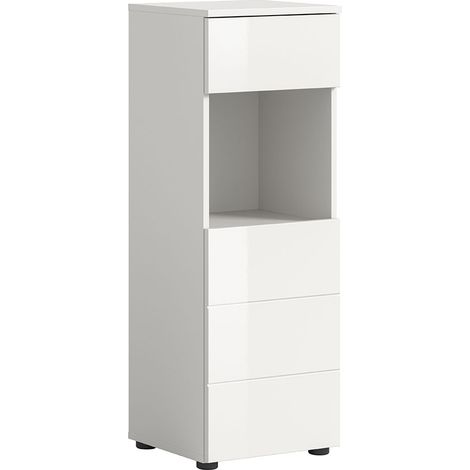Vira Badschrank 1 Schublade 1 Tür 1 Fach weiß Hochglanz, weiß.