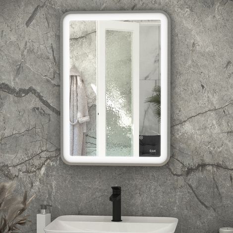 RAK Picture Brushed Nickel 600mm x 800mm Soft LED Mirror - RAKPICSFBN5002 (1/2)