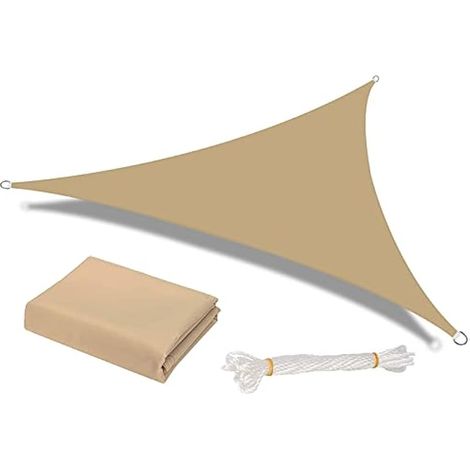 Voile d'ombrage triangulaire imperméable 3x3x3m, auvent extérieur jardin terrasse, anti-UV 98% avec corde et sable offerts. (1/5)