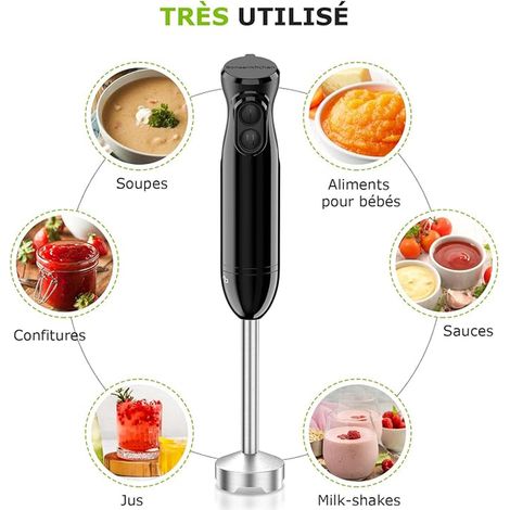 Hand Blender, Stainless Steel Plunger Blender (1/4)