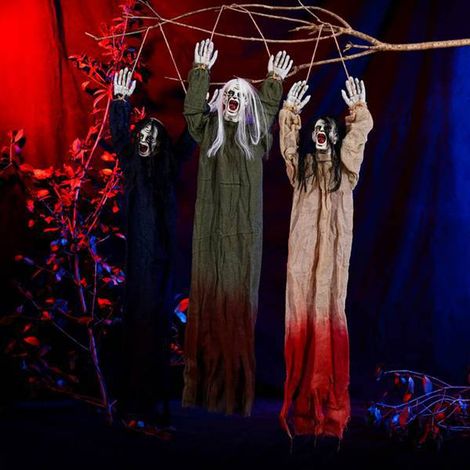3 Farben: siehe Foto. Material: Gaze und Kunststoff. 3-teilige Halloween-Dekoration zum Aufhängen im Freien.