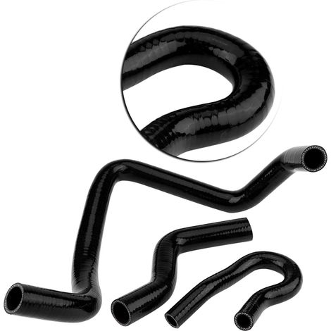 Kit de 9 pièces en silicone noir pour durites de radiateur Civic D15 D16 SOHC EG/EK 1992-2000 (1/5)