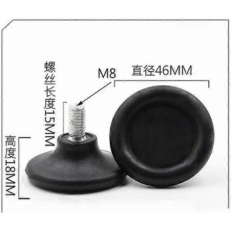 4 pieds de meuble en acier, base antidérapante, patins pour pieds de table/meuble, pieds de nivellement réglables, vis M6, M8, M10, M8 (1/5)