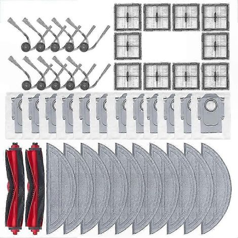 Pièces de rechange pour la série Roborock Q10 : brosse principale, filtre HEPA, lingette de nettoyage, sac à poussière, brosse latérale – Compatible avec les modèles Q10 S5/V/VF (1/5)