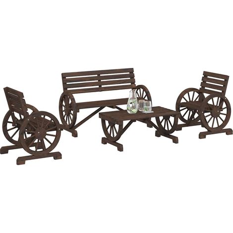vidaXL Juego de muebles de jardín 4 piezas madera maciza de abeto (1/5)