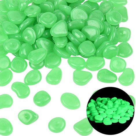 1 Boîte 100 Pièces Galets Lumineux, Résine Phosphorescente Verte, Pour Aquarium et Jardin (1/5)