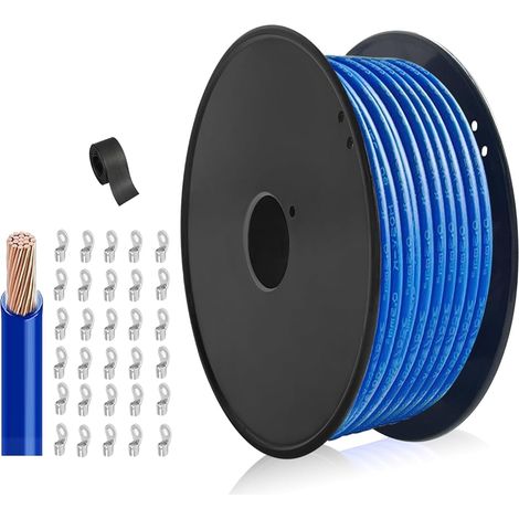 H07V-K 2,5mm² Fil Souple Bleu, 100m Fil cuivre souple isolé PVC avec accessoires pour tableau, atelier et installation intérieure (1/5)