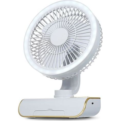 Ventilateur Bureau Multifonction Rechargeable USB – Automatique, Éclairage Ambiant – 5 Vitesses, Télécommande – Base Support Téléphone – Vert (1/5)