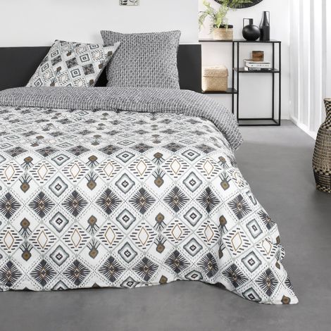 Parure de lit double "Sunshine" en coton imprimé motifs tribals - Multicolore - 220 x 240 cm - Livraison gratuite (1/2)