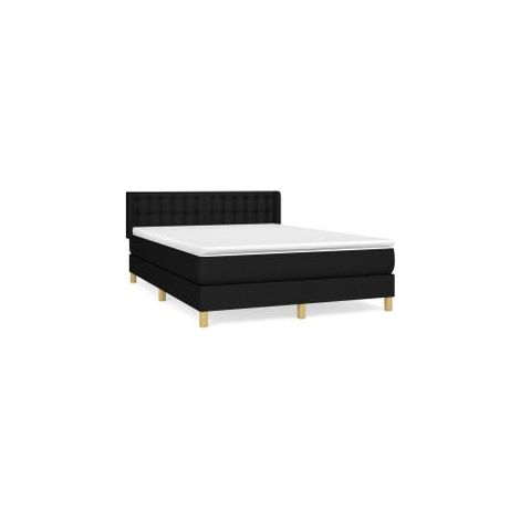 Sommier à lattes de lit avec matelas Noir 140x200 Tissu (1/5)