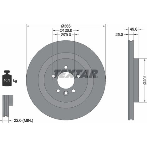 Lot de 2 Disques de frein Textar 92293003 LAND ROVER LR033303 LR099038 LR161899