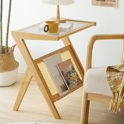 Table d'appoint, petite table basse, table de chevet, table d'appoint en verre dépoli pour canapé, idéale pour Instagram (1/5)