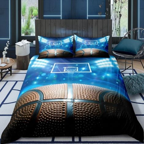 Parure de lit basketball 135x200cm microfibre avec fermeture éclair