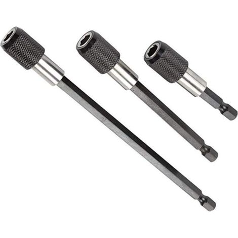 Set mit 3 magnetischen Schraubendreher-Bits mit Sechskantschaft 60 mm, 100 mm, 150 mm für Schrauben, Muttern und alle Handbohrmaschinen und Schraubendreher - Crezuo