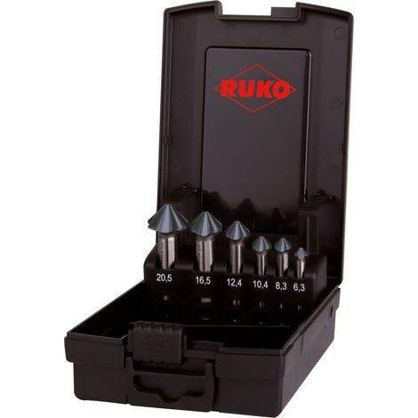 RUKO ULTIMATECUT Juego de avellanadores cónicos 4S HSSE-Co 5 RUnaTEC DIN 335 90° - 6 piezas - 102890EPRO