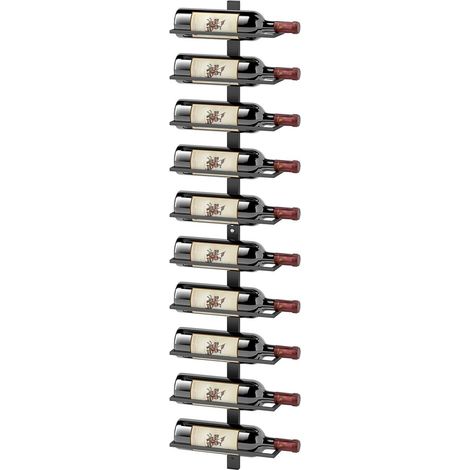 Weinregal Zur Wandmontage Für 10 Flaschen, 10 Ebenen, Metall, Schwarz (1/5)