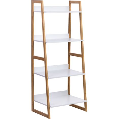 Estantería de madera 4 baldas blanca 50x36x120h cm