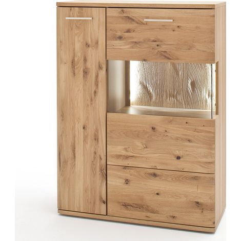Highboard in Asteiche Bianco massiv SAMARA-05 - B/H/T: 90/122/37cm (1/5)