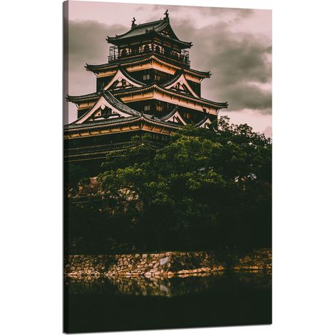 Leinwandgemälde Architektur Burg Hiroshima 50x80 cm