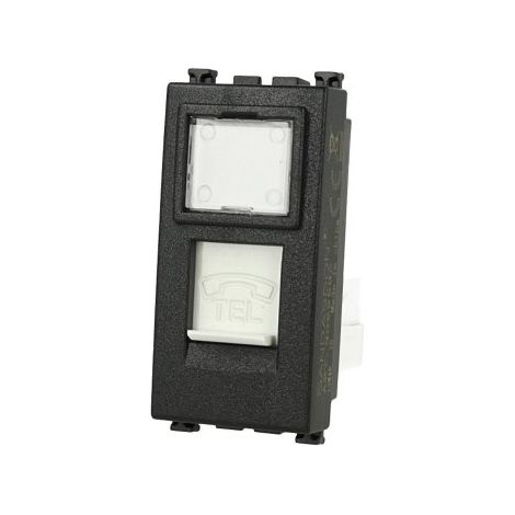 Presa Telefonica RJ11 Nero Con Coperchio Compatibile Vimar Arke (1/3)