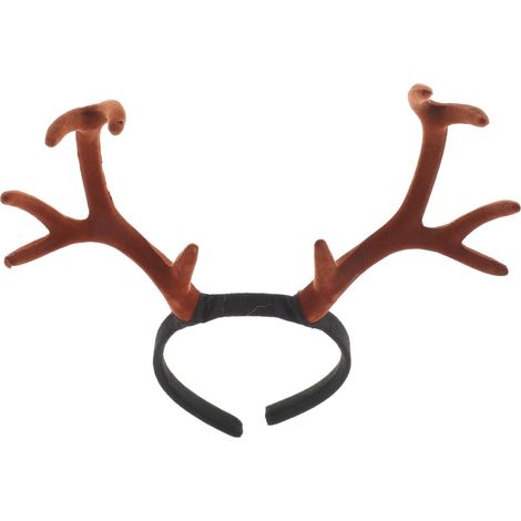 Serre-tête en Bois de Cerf en Velours Café, Ambiance Halloween (1/5)