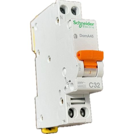 Disjoncteur 32A 1P+N courbe C 4.5kA 230V bornes vis DOMAE