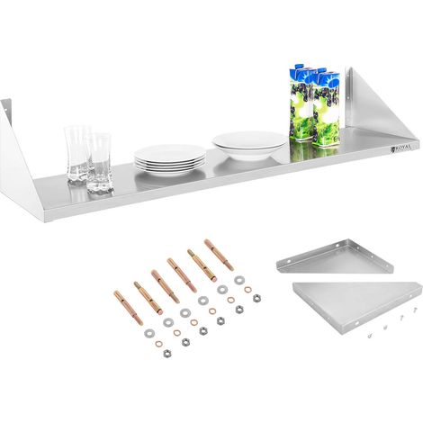 Estantería colgante de pared individual de acero inoxidable de 120 cm (1/5)