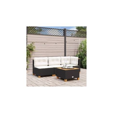 Table de jardin noir 55x55x36 résine tressée et bois acacia (1/5)