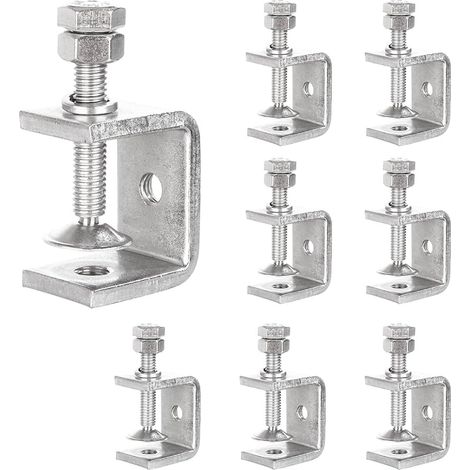 Lot de 8 pinces en C de 30 mm en acier inoxydable 304 C - Borne à vis 0-25 mm - Pince de support robuste - Pince de table argentée haute performance pour le travail du bois, la soudure, la