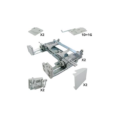 Garniture frontino 20h fs pour 2 vantaux - Charge maxi : 20 kg - Pour caisson de largeur mini : 1600 mm - Pour caisson de largeur maxi : 1799 mm - HAWA (1/4)