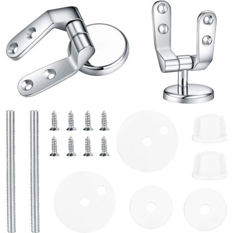Lot de 2 fixations de lunettes WC, charnières de remplacement pour abattant en bois, supports de montage robustes, pièces détachées pour siège de toilettes, accessoires de plomberie. (1/3)