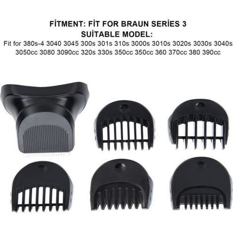 Tête de rasoir tondeuse - Braun - Série 3 - Compatible avec modèles 380s-4, 3040, 3045 - 5 peignes inclus (1/4)