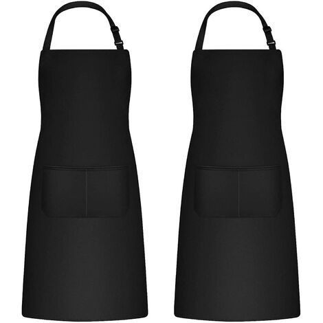 2 Pièces Tabliers de Cuisine pour Homme Femme, Tablier de Ménage Tabliers Porte-Outils avec 2 Poches pour Barbecue, Tablier Jardinier Adultes Ajustable pour Jardinage