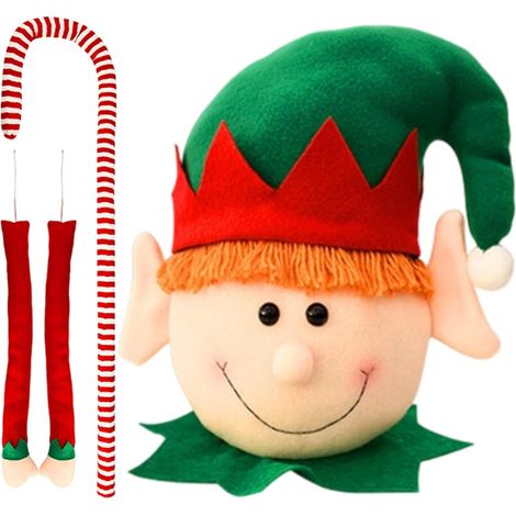 Décoration de sapin de Noël Peluche amusante avec bras et canne, adorable décoration pour le sapin de Noël, idéale pour les fêtes de fin d'année à la maison (1/5)