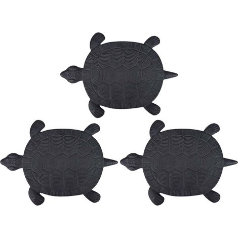 Esschert Design – Pas japonais motif tortue – Lot de 3 – Dimensions 32,2 x 23 cm – Fonte noire – Détails soignés et finition de qualité (1/4)