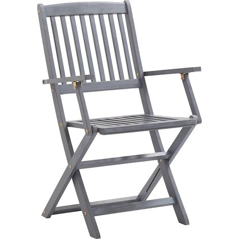 Lot de 8 Chaises de jardin et de camping pliables, Chaises de relaxation, Bois d'acacia solide OIB8534E (1/5)
