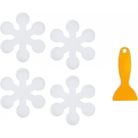 Lot de 20 Stickers de Baignoire Antidérapants pour Salle De Bain, Douche, Tapis de Bain, forme de flocon de neige(Transparent 8cm) (1/4)
