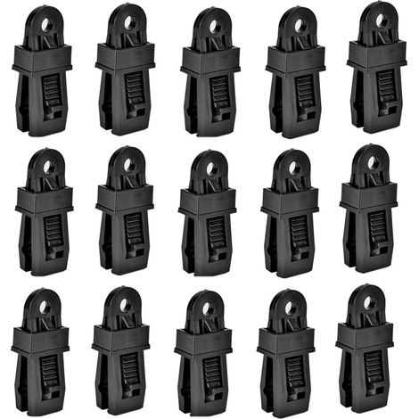 BRAVIX 15PCS Clip de Tente Camping Pinces en Plastique pour Bâche pour Activités Camping Canopy (Noir) (1/5)