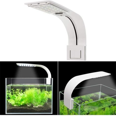 X5 LED Aquarium Lighting Super Slim Aquarium Light LED Clip-on Lamp 220V 10W 1200LM pour Aquarium de 10 à 15 Pouces Lumière Blanche et Bleue (Blanc) (1/5)