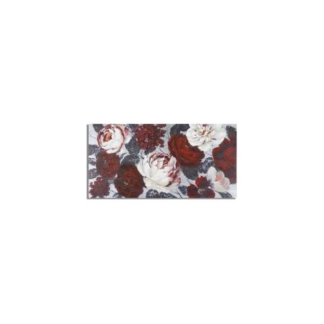 Tableau mural fait main fleur blanc-rouge foncé cm 120 x 3,7 x 60 (1/5)